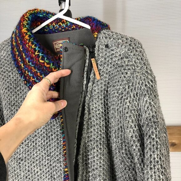 KYBER OUTERWEAR 100% Wool Handmade Textured Chunky Knit Zip Cardigan Jacket Sz L - Picture 10 of 15